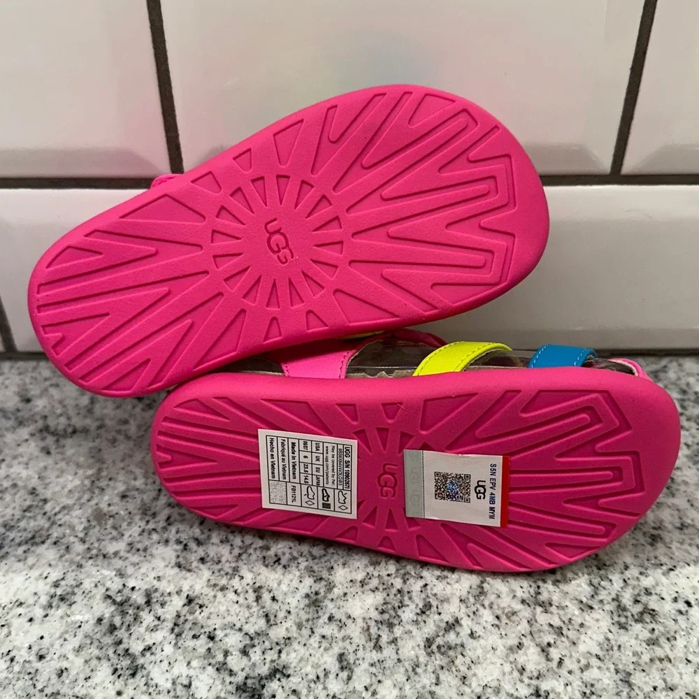 UGG‎ Kids Pink Yellow Blue Strap Sandals Fisherman Summer Beach Toddler 6/7
